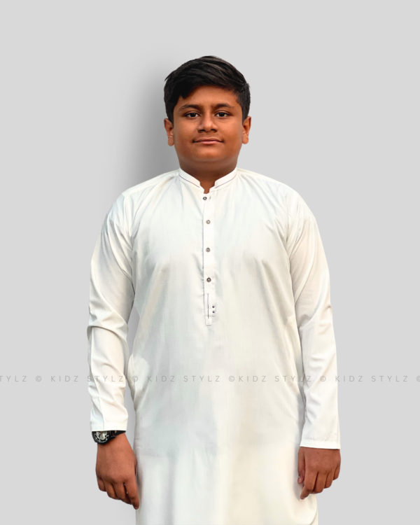 Boys White Styling Kurta,Trouser (Viscose)