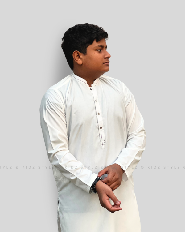 Boys White Styling Kurta,Trouser (Viscose) - Image 2