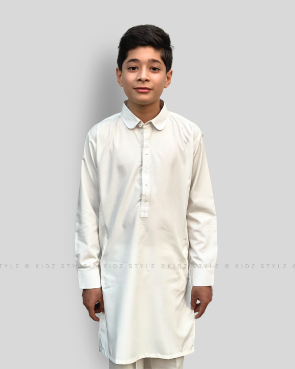 Boys White Styling Kurta,Trouser (Viscose)