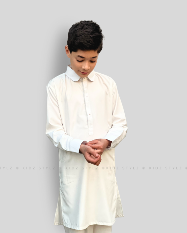 Boys White Styling Kurta,Trouser (Viscose) - Image 2