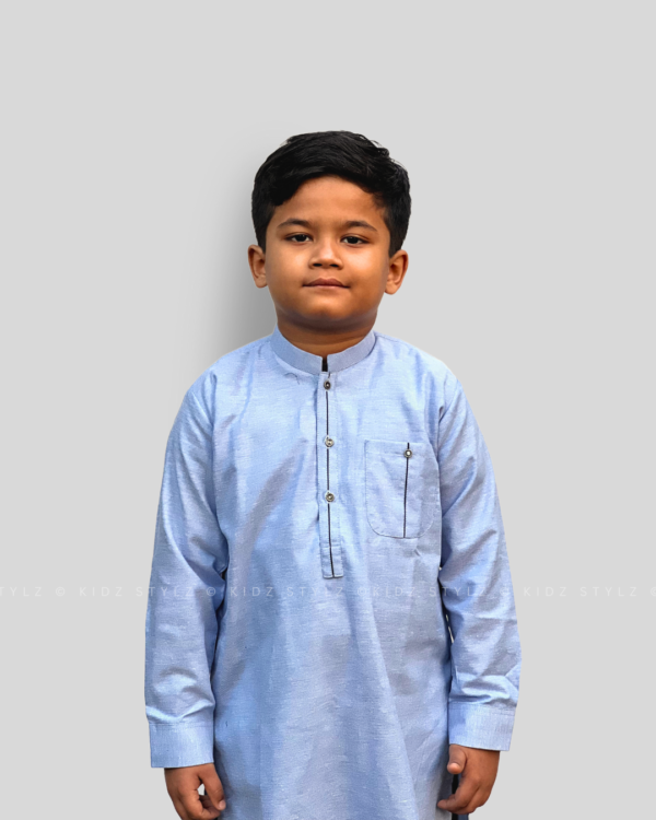 Boys Sky Blue Styling Kurta (Poly Cotton)
