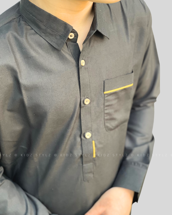 Boys Black Kurta,Trouser (Viscose) with Front Pocket - Image 5