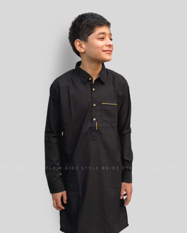Boys Black Kurta,Trouser (Viscose) with Front Pocket - Image 3