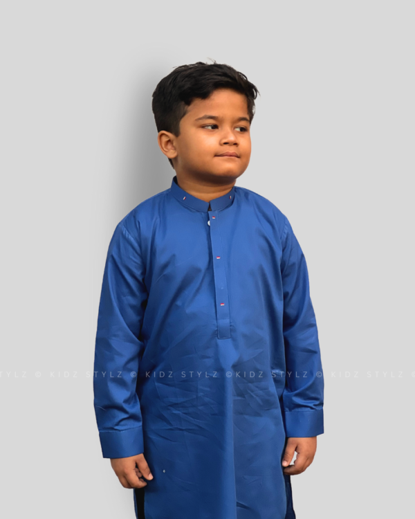 Boys Royal Blue Styling Kurta (Cotton) - Image 4
