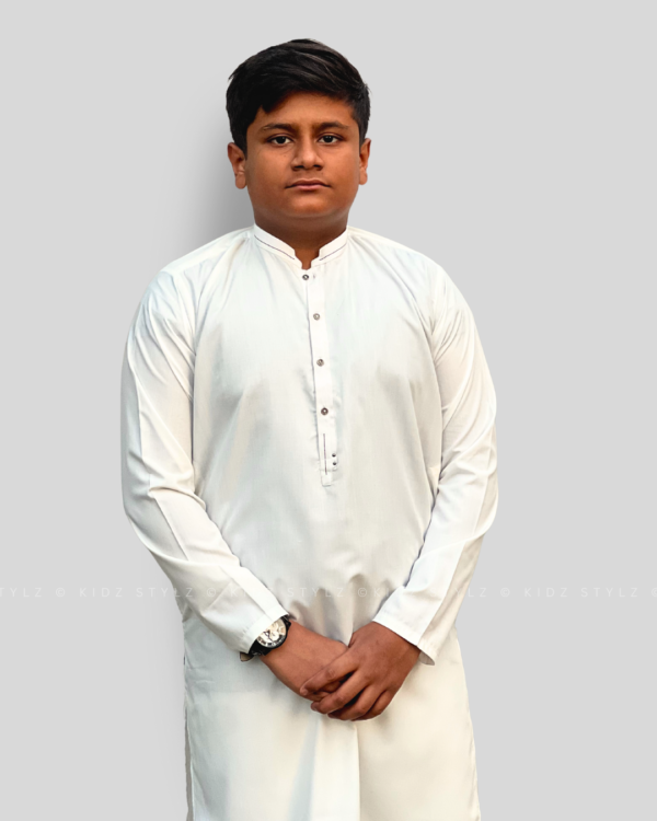 Boys White Styling Kurta,Trouser (Viscose) - Image 3
