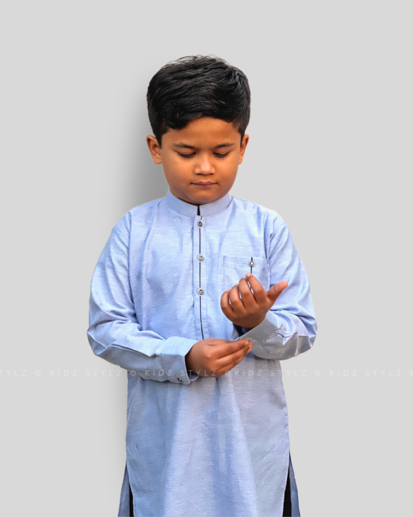 Boys Sky Blue Styling Kurta (Poly Cotton) - Image 2