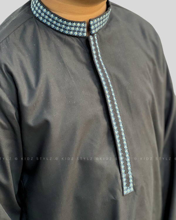 Boys Black Embroiderey Kurta,Trouser (Viscose) - Image 3