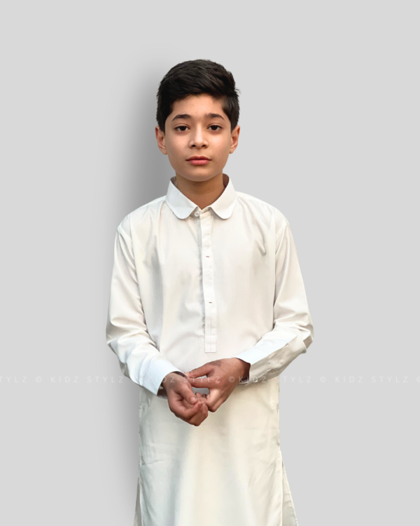 Boys White Styling Kurta,Trouser (Viscose) - Image 3