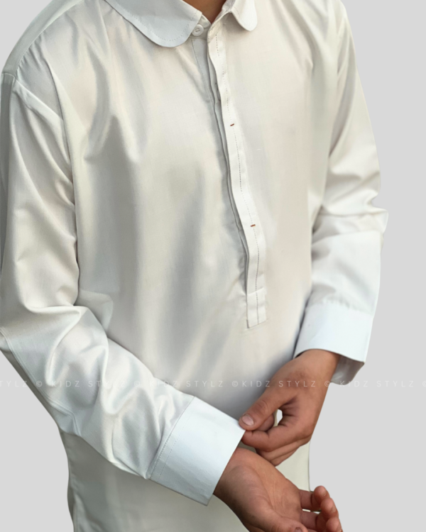 Boys White Styling Kurta,Trouser (Viscose) - Image 4