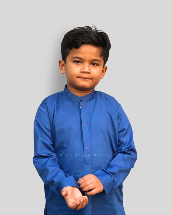 Boys Royal Blue Styling Kurta (Cotton) - Image 2