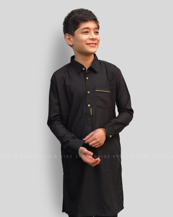 Boys Black Kurta,Trouser (Viscose) with Front Pocket