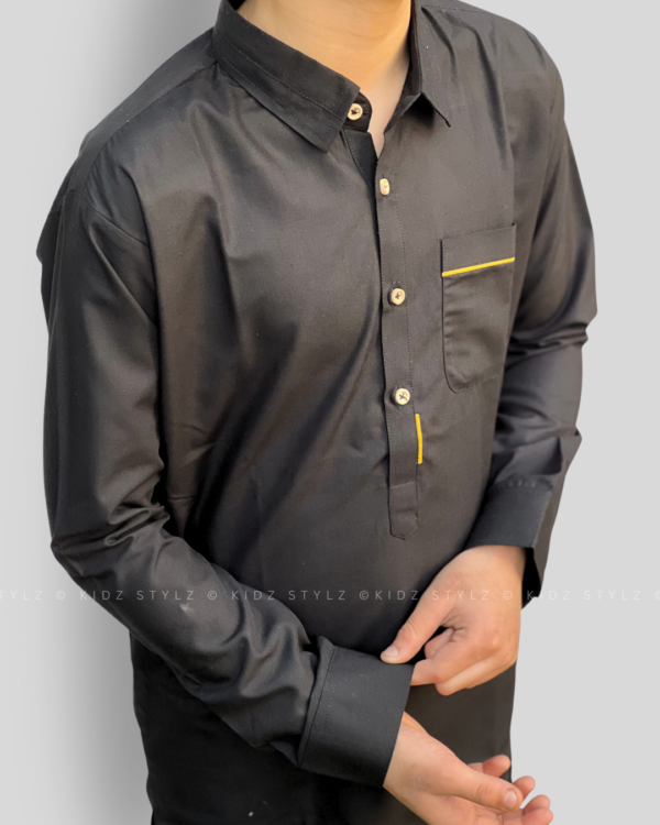 Boys Black Kurta,Trouser (Viscose) with Front Pocket - Image 2
