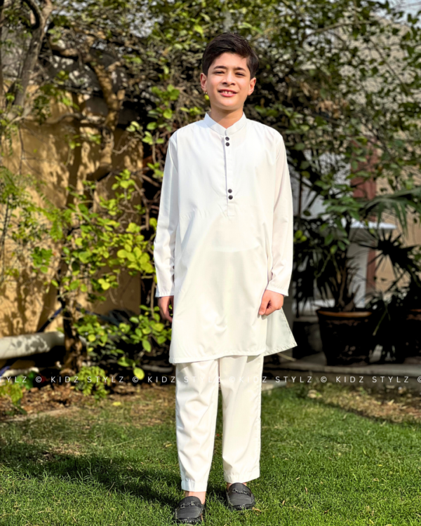 Boys White Styling Kurta,Trouser (Viscose) - Image 5