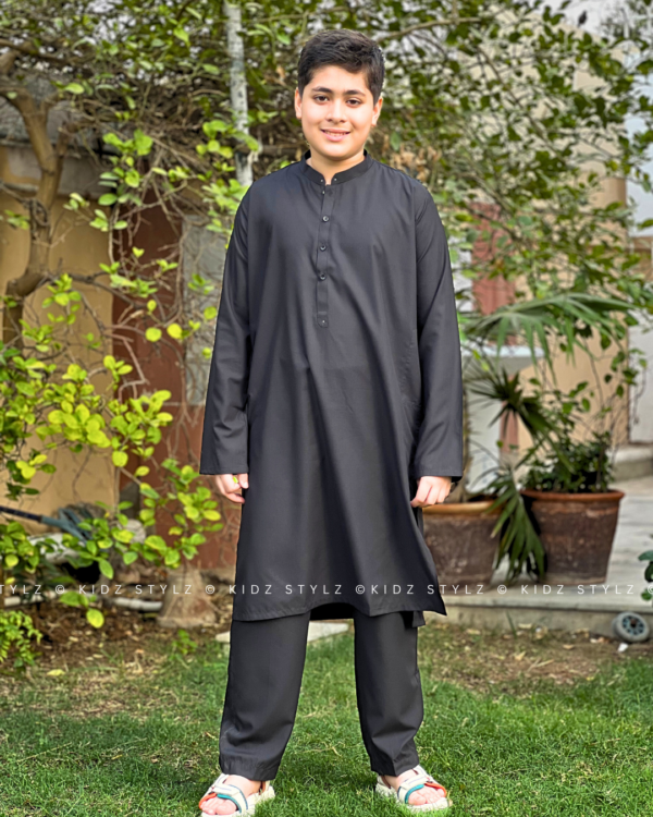 Boys Black Styling Kurta,Trouser (Viscose)