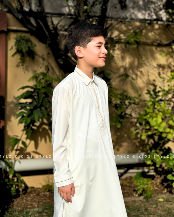 Boys White Styling Kurta,Trouser (Viscose) - Image 2