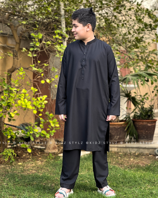 Boys Black Styling Kurta,Trouser (Viscose) - Image 2