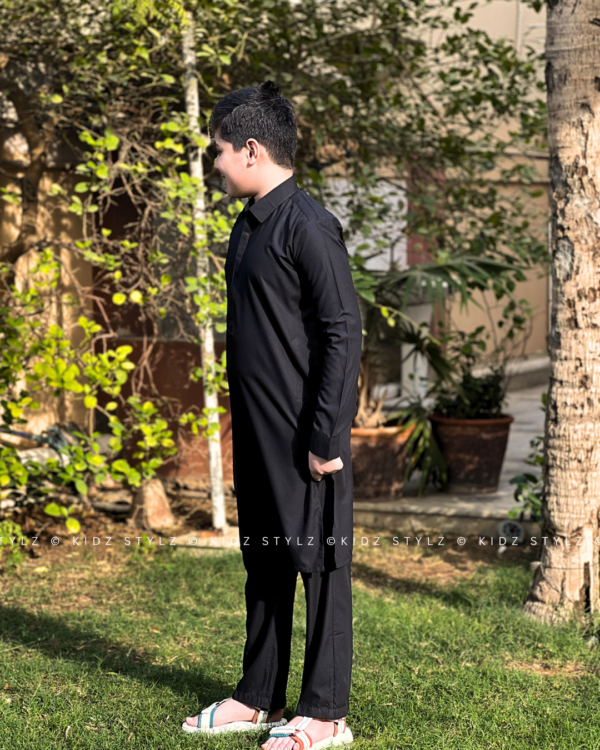Boys Black Styling Kurta,Trouser (Viscose) - Image 2