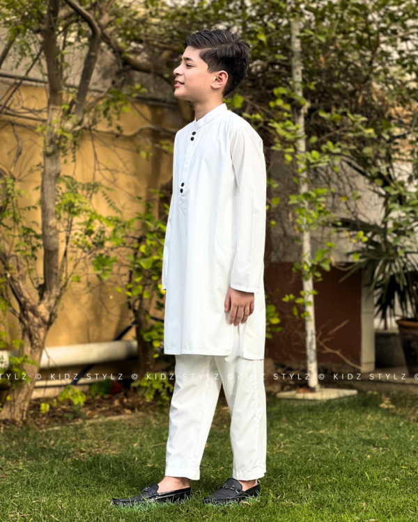 Boys White Styling Kurta,Trouser (Viscose) - Image 6