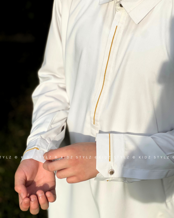 Boys White Styling Kurta,Trouser (Viscose) - Image 3