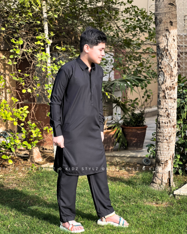 Boys Black Styling Kurta,Trouser (Viscose) - Image 3