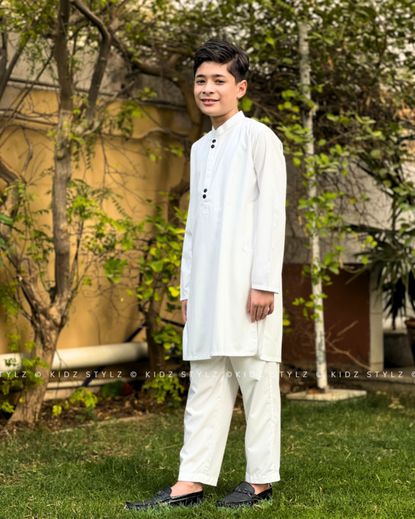 Boys White Styling Kurta,Trouser (Viscose) - Image 7