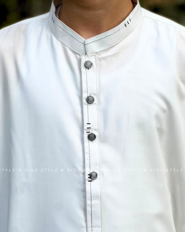 Boys White Styling Kurta,Trouser (Viscose) - Image 4