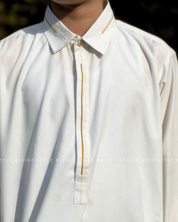 Boys White Styling Kurta,Trouser (Viscose) - Image 4