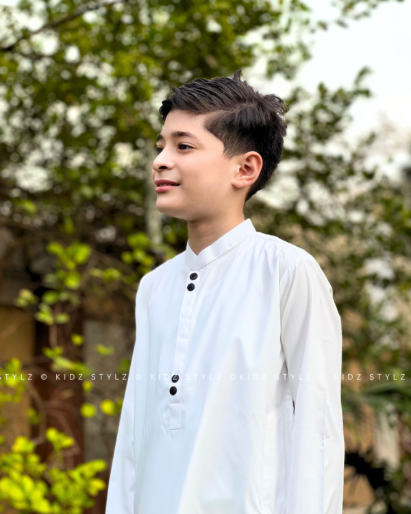 Boys White Styling Kurta,Trouser (Viscose) - Image 2