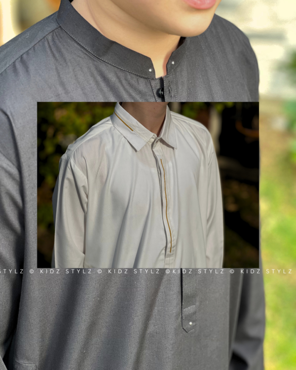 Boys White Styling Kurta,Trouser (Viscose) - Image 5
